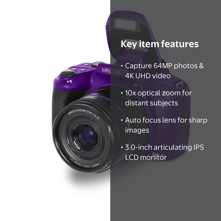 Konica Minolta, Digital Camera, Purple, 64MP, 10x Optical Zoom