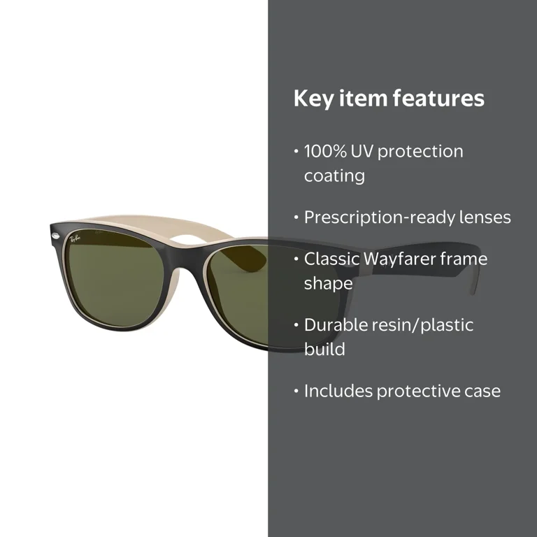 Ray-Ban Men's New Wayfarer RB2132 Sunglasses - Black, Full Rim
