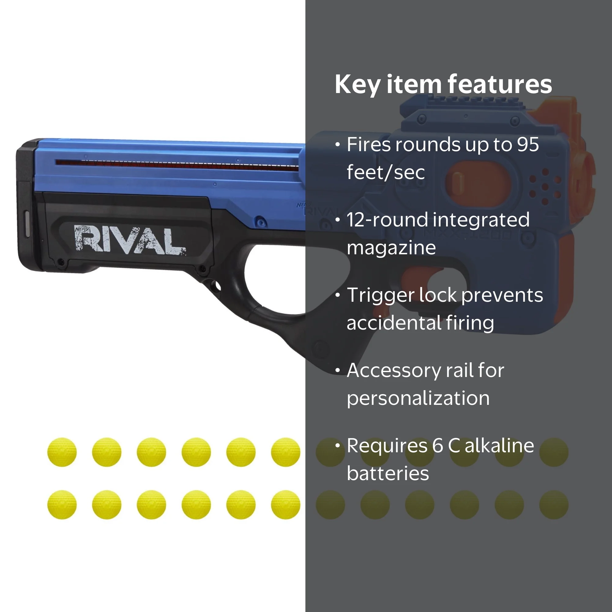 Nerf Rival Charger MXX-1200 Motorized Blaster, Includes 24 Nerf