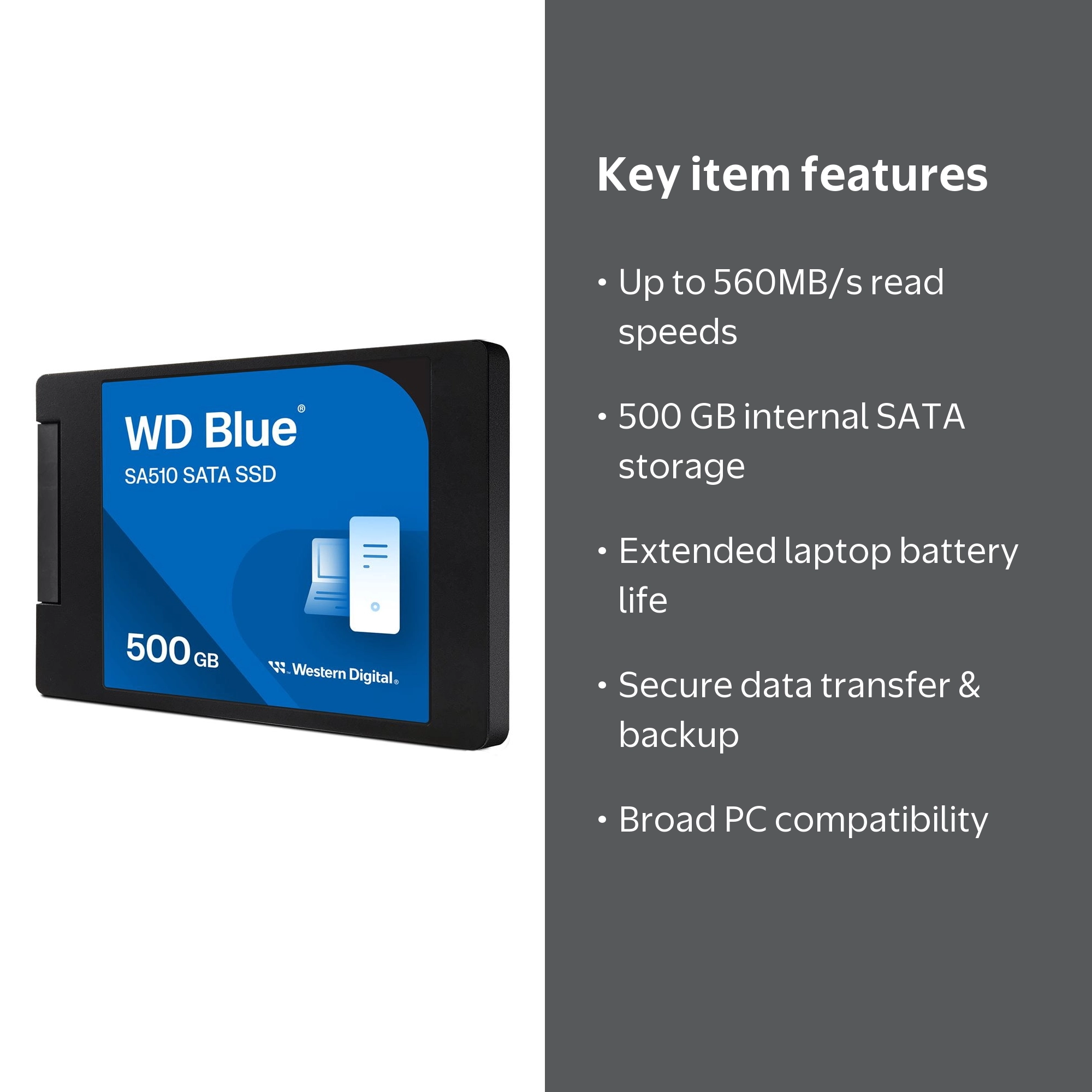 Western Digital, Solid State Drive, WDS500G3B0A, 500 GB - Walmart.com