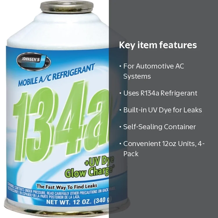 Johnsen's 6313 R134a Refrigerant w/UV Dye for MVAC use in a 12oz