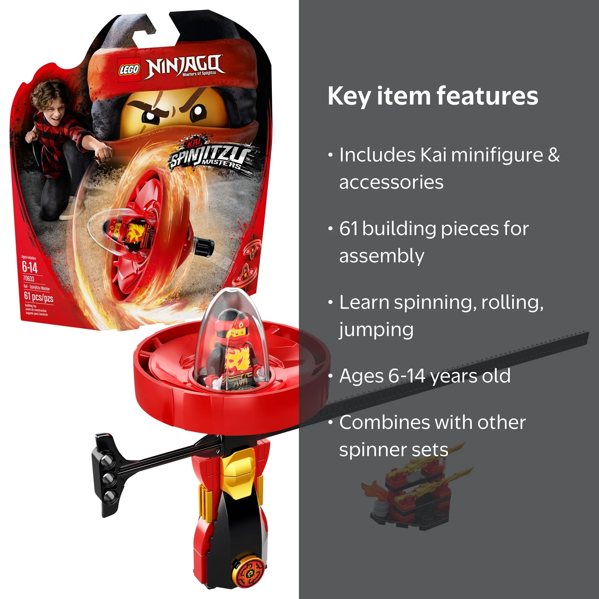 LEGO Ninjago Kai Spinjitzu Master, 61 Pieces, Minifigure, Spinner