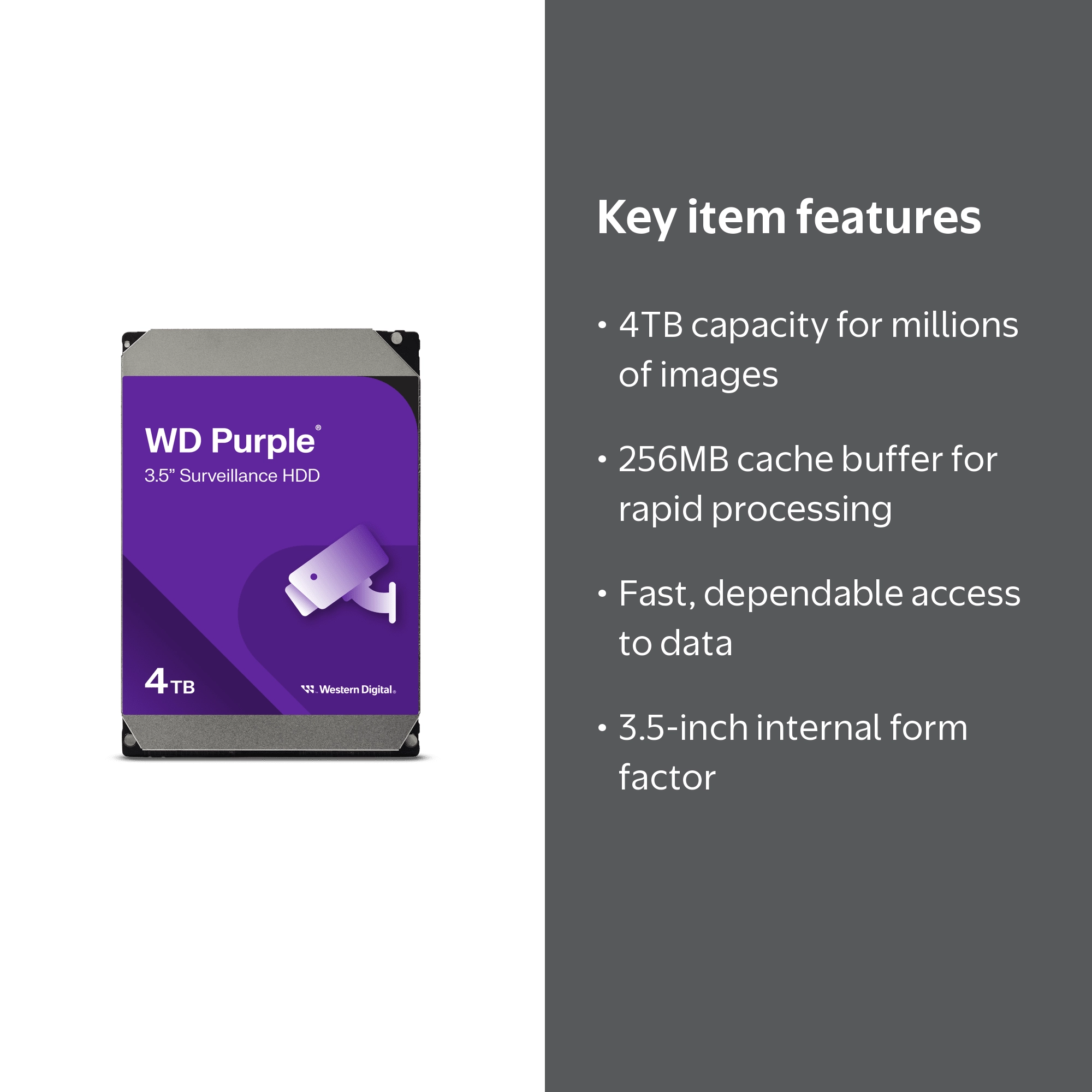 Western Digital, Hard Drive, WD43PURZ 4 TB, Internal SATA 3.5