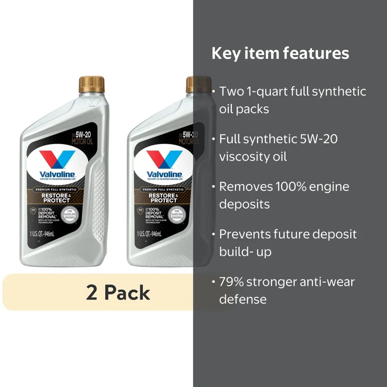 2 pack) Valvoline Restore & Protect Full Synthetic 5W-20 Motor Oil