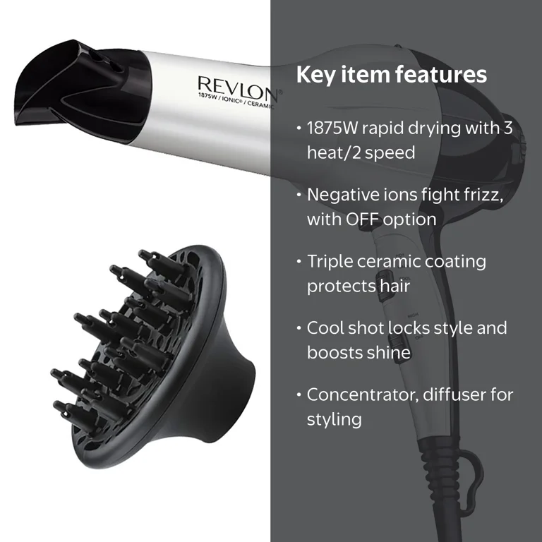 Revlon, Ionic + Ceramic Shine Boosting Hair Dryer, 1875W