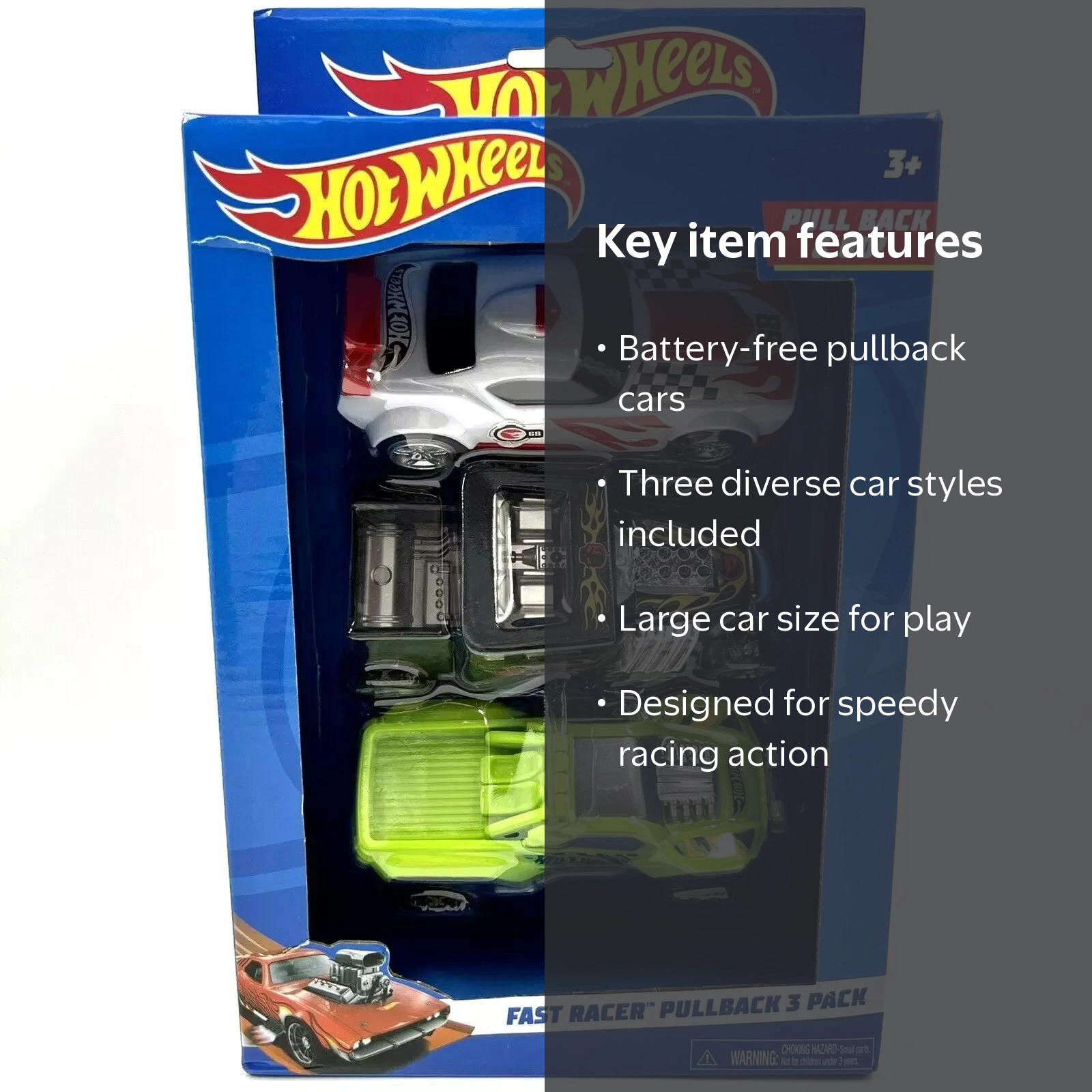 Hot Wheels Fast Racer Pullback 3-pack Cars - Walmart.com
