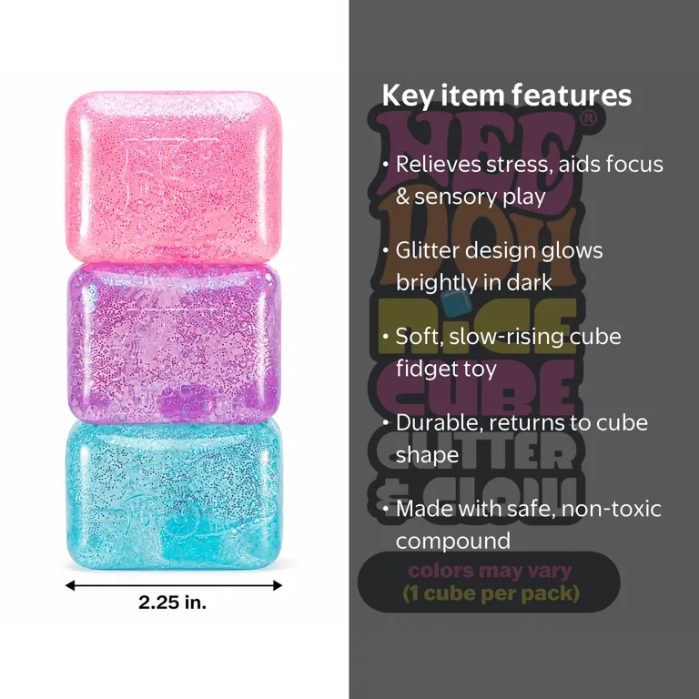 入手困難！新品 NeeDoh Nice Cube ラメ入り　2個セット Schylling NeeDoh Nice Cube Glitter & Glow Squishy Fidget Cube, 1