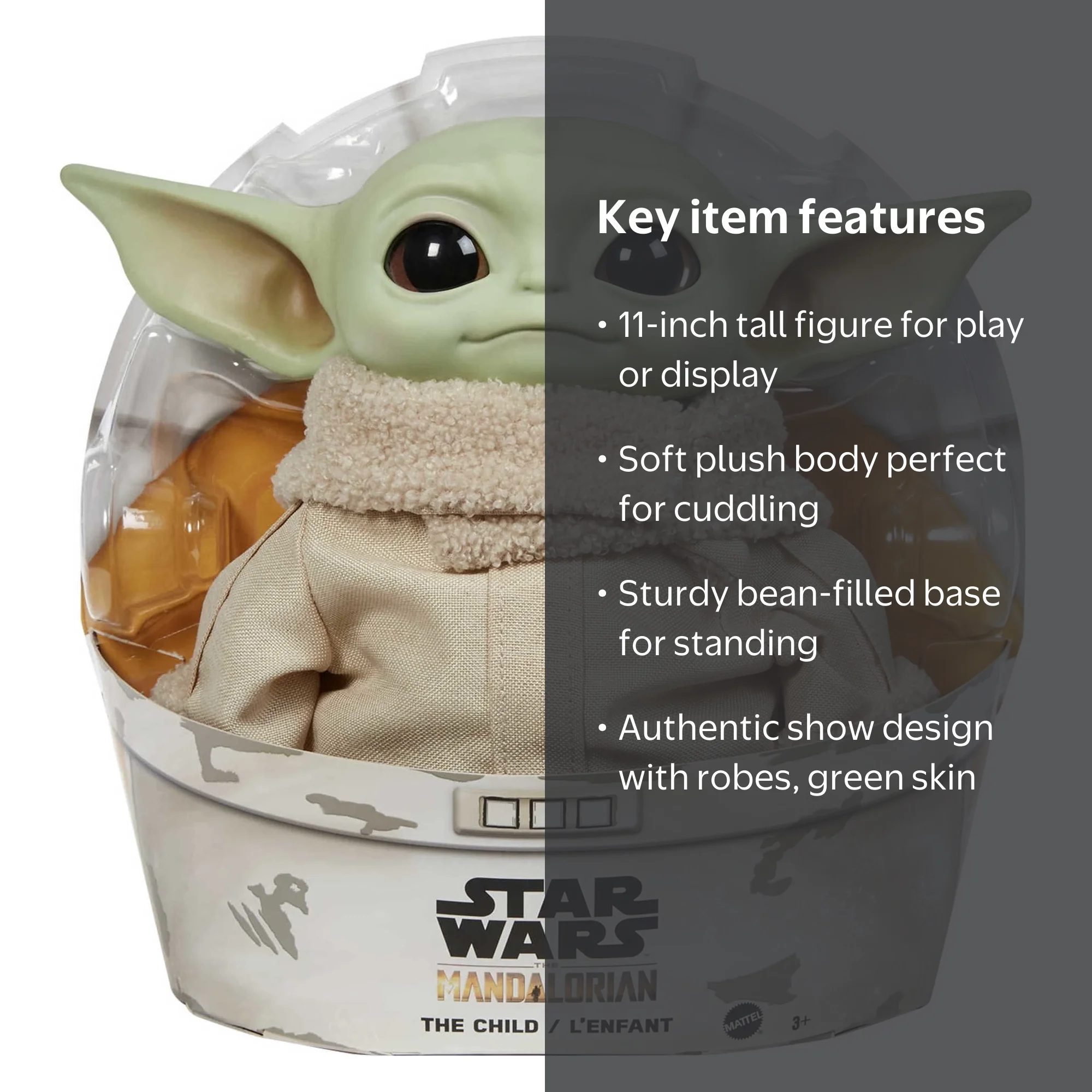 Star Wars, Plush Toy, 11-inch Grogu, Soft Body, The Child