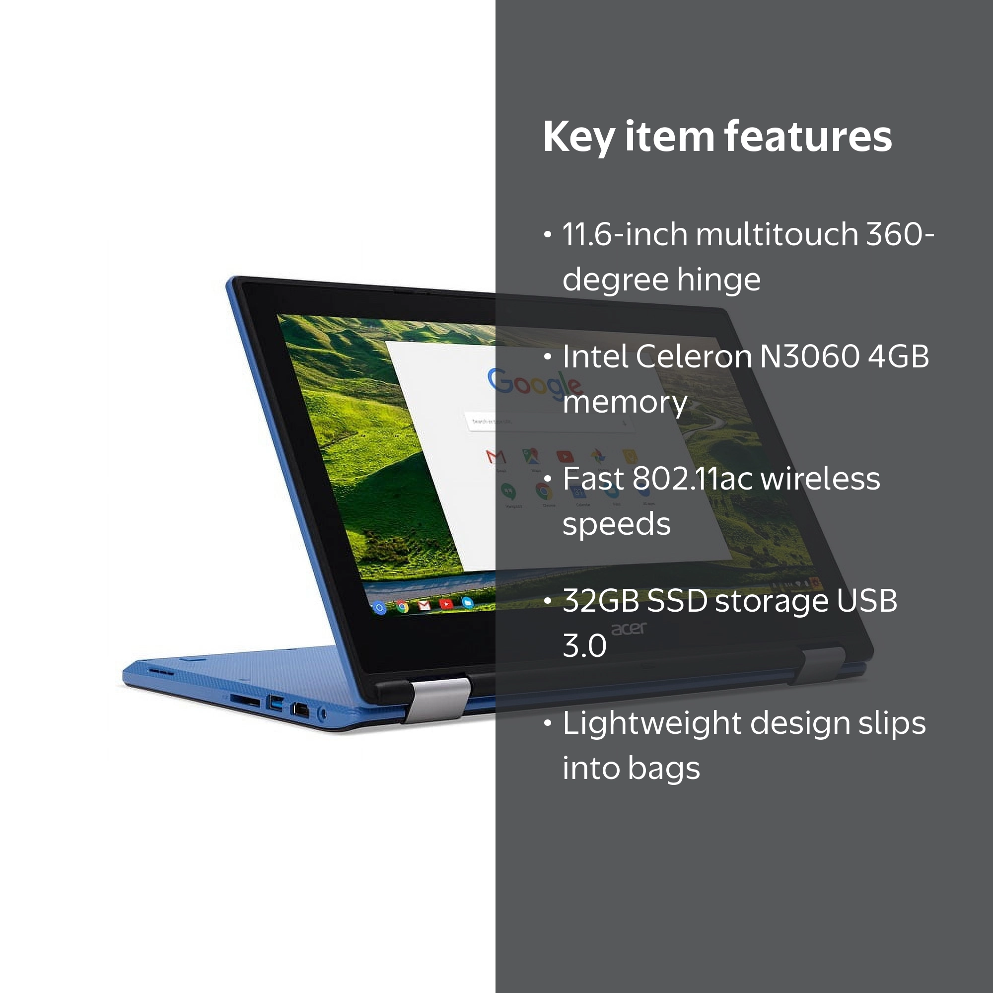 Acer, Chromebook R11, CB5-132T-C67Q, Touch Screen 11.6