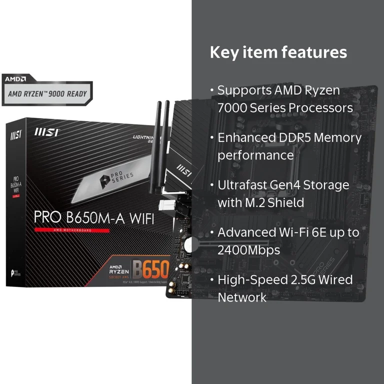 MSI, AMD PRO B650M-A WIFI Motherboard, DDR5, Socket AM5, 4x SATA