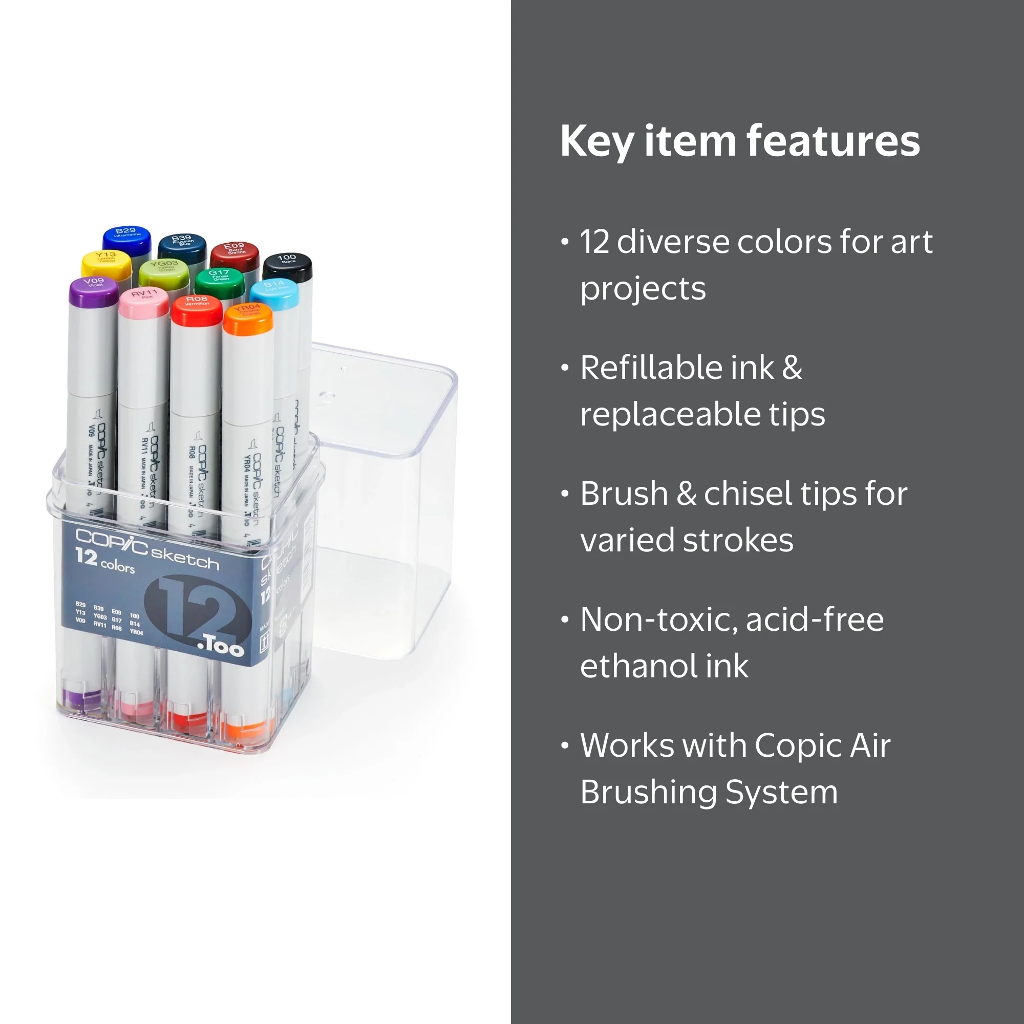 Copic Sketch Set, 12-Colors, Basic, Art Markers - Walmart.com