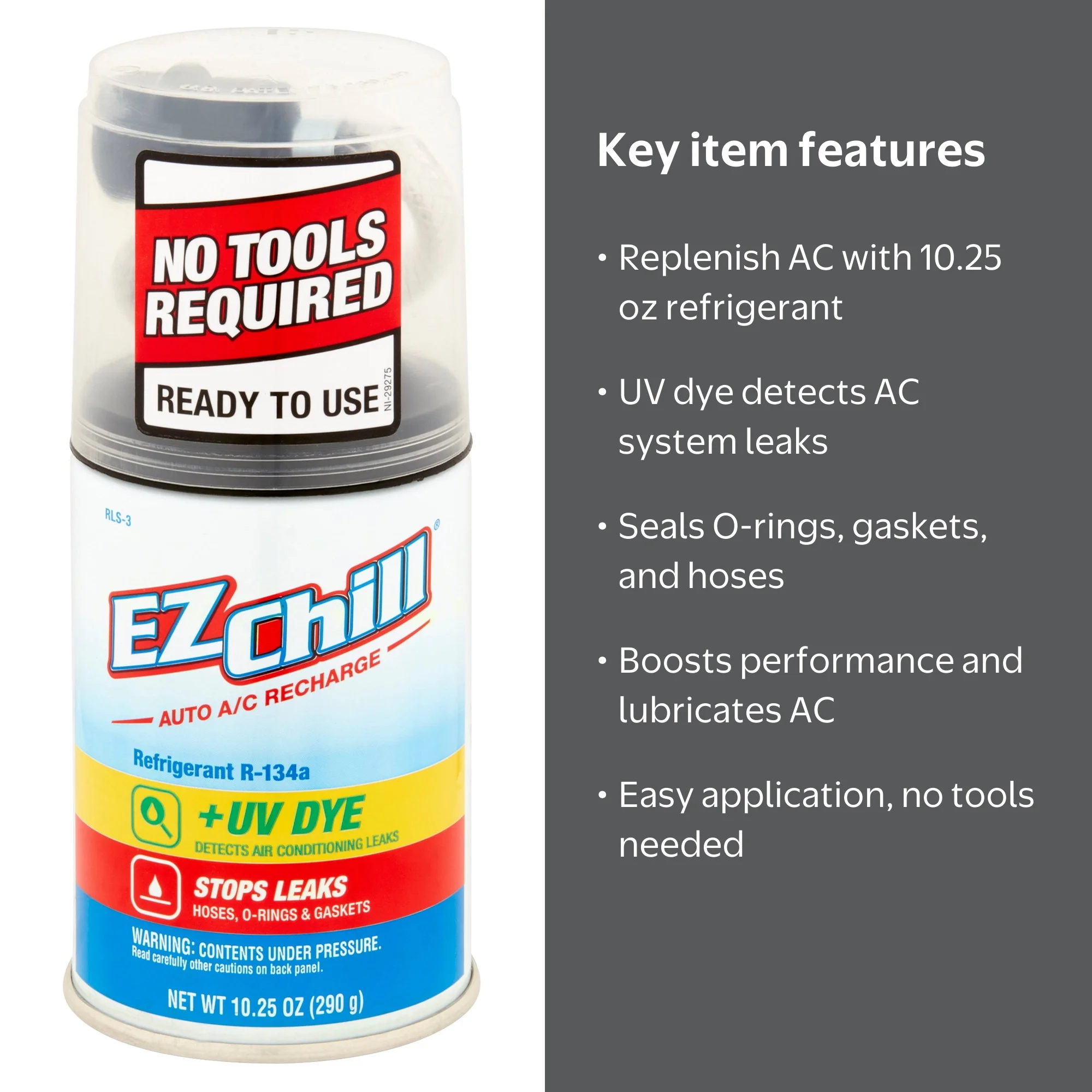 EZ Chill R-134a Refrigerant With Leak Sealer and UV Dye, 10.25 oz
