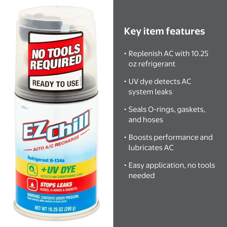 EZ Chill R-134a Refrigerant With Leak Sealer and UV Dye, 10.25 oz