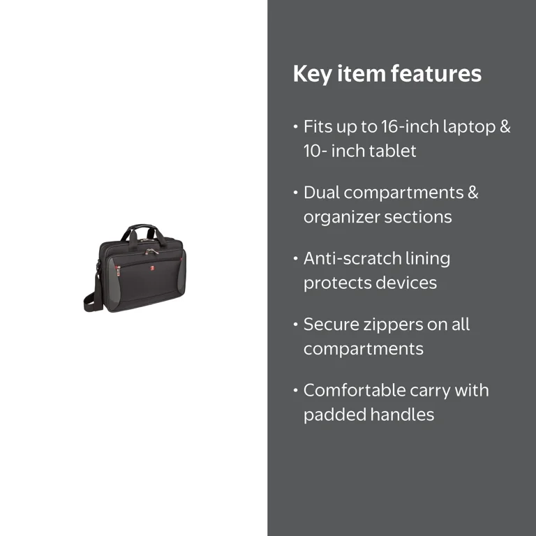 SWISSGEAR, Mainframe Laptop Carrying Case, 16-inch, Black
