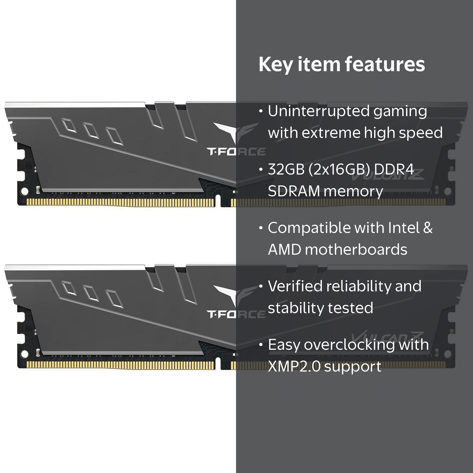 TEAMGROUP, VULCAN Z 32GB DDR4 SDRAM Memory Kit, Multicolor, 2 x