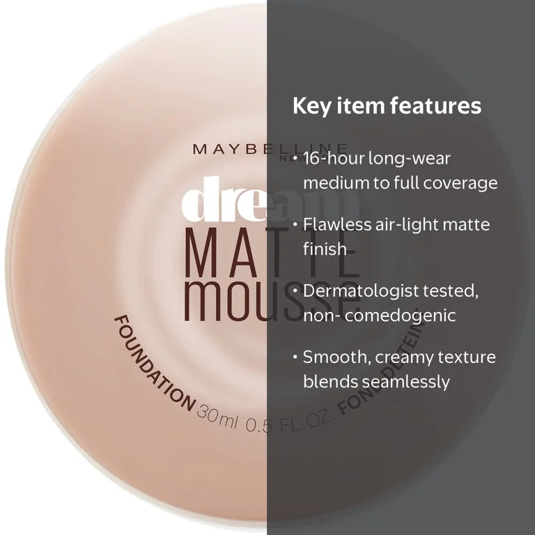 Maybelline New York Dream Matte Mousse Foundation, Light Beige