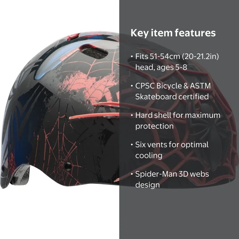 5 below bike helmets Kids Helmet comfortable fit for heads sizes 48 Bell Spider-Man Child 3D Web-Slinger