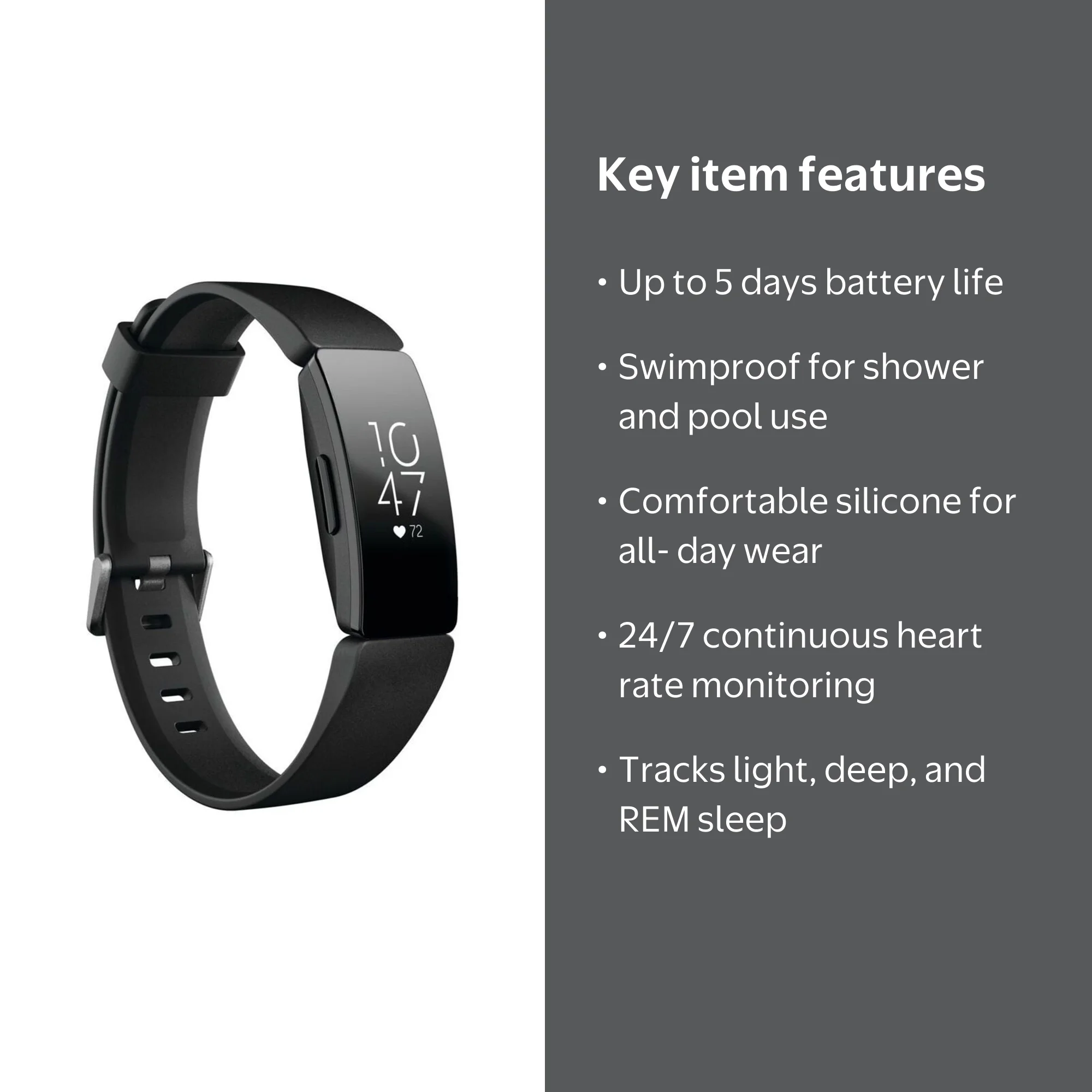 Fitbit Inspire HR Fitness Tracker, Small and Large Wristbands