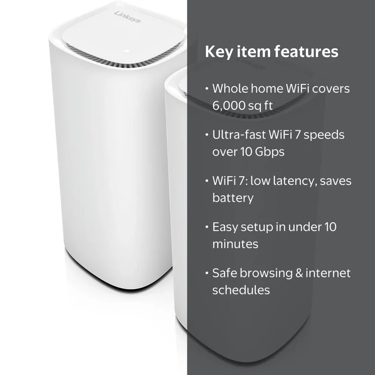 Linksys Velop Pro 7 WiFi Mesh System | Two Cognitive Mesh Tri-Band