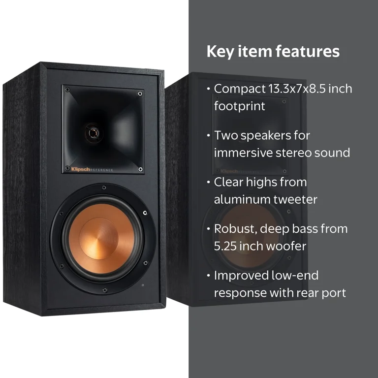 Klipsch R-51M Reference Audio Stereo Bookshelf Speakers - Walmart.com