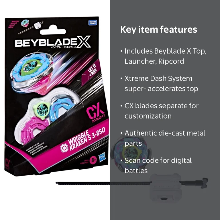 Beyblade X Wriggle Kraken S 3-85O CX Starter Pack Set with Stamina
