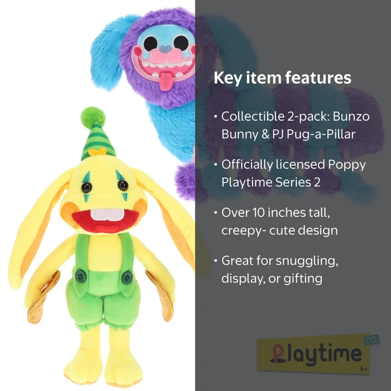 POPPY PLAYTIME - Bunzo Bunny & PJ Pug-a-Pillar Collectible Plush 2