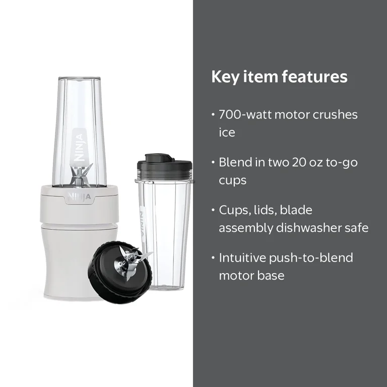Ninja Nutri-Blender 20-Oz Personal Blender, (2) 20-Oz Dishwasher