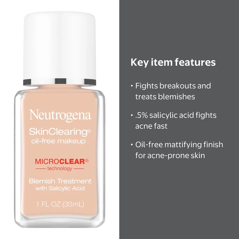 Neutrogena, SkinClearing Foundation, Buff, 1 fl. oz - Walmart.com