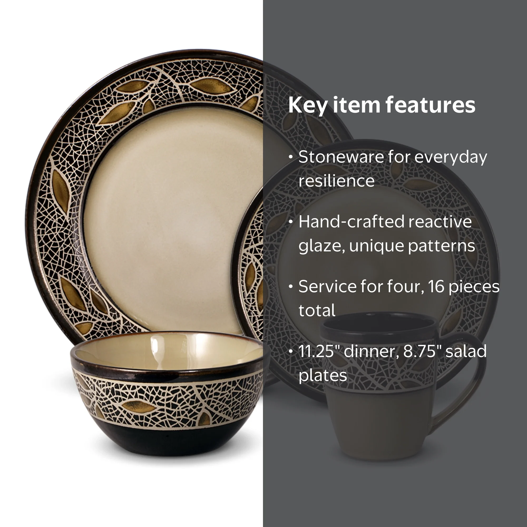 Melannco, Dinnerware Set, 16-Piece, Casual Stoneware for 4