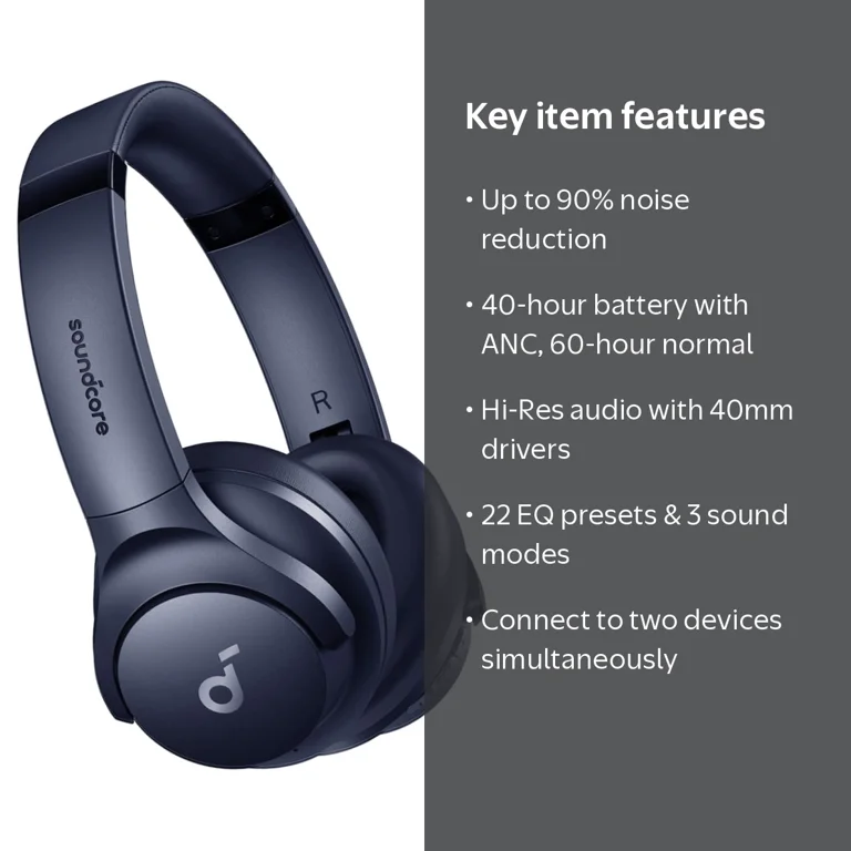 Soundcore Q20i Wireless Noise Cancelling Headphones, 40-Hour