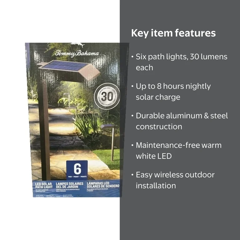Tommy Bahama 30-Lumen Solar LED Pathway Spotlights for Yard (6