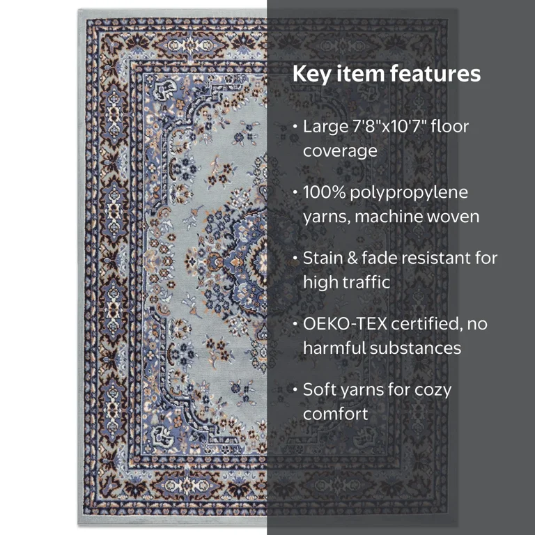 Home Dynamix Premium Sakarya Traditional Medallion Area Rug, Grey