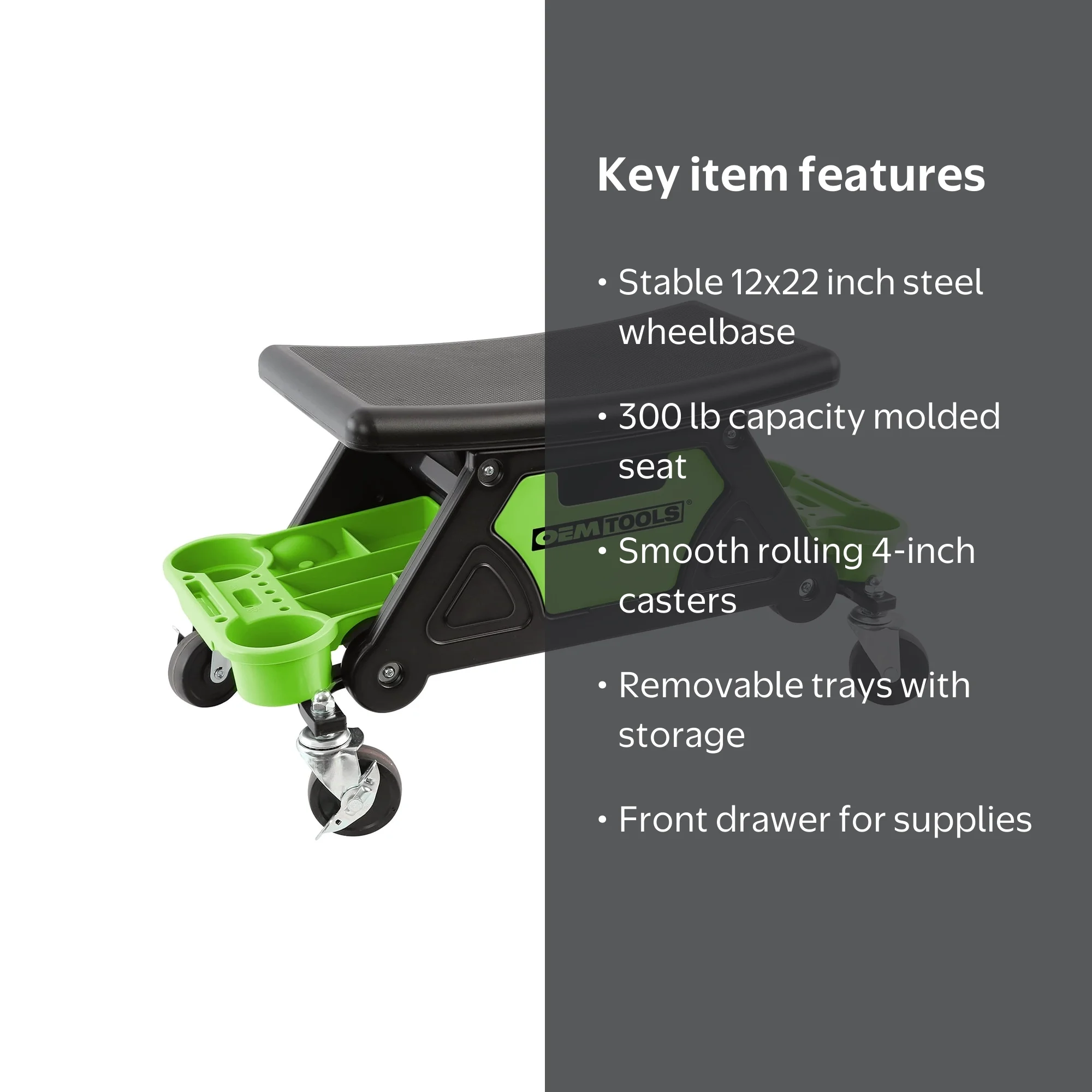 OEMTools 24986 Heavy-Duty Rolling Workbench & Creeper Seat, 300 lb