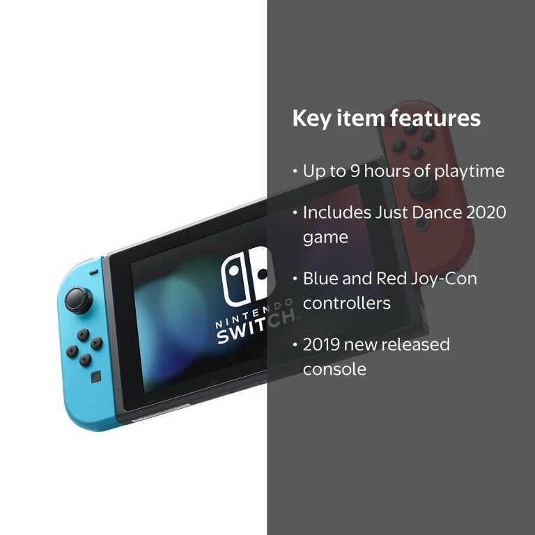 Nintendo Switch Console with Improved Battery Life, Blue and Red