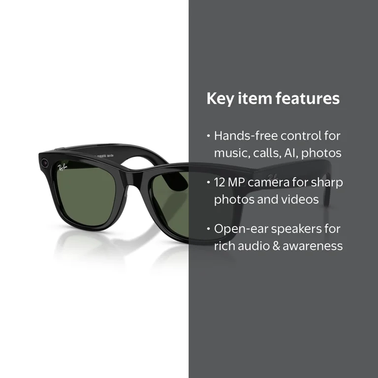 Ray-Ban Meta Wayfarer Gen 2 Smart Glasses, AI Meta Glasses with