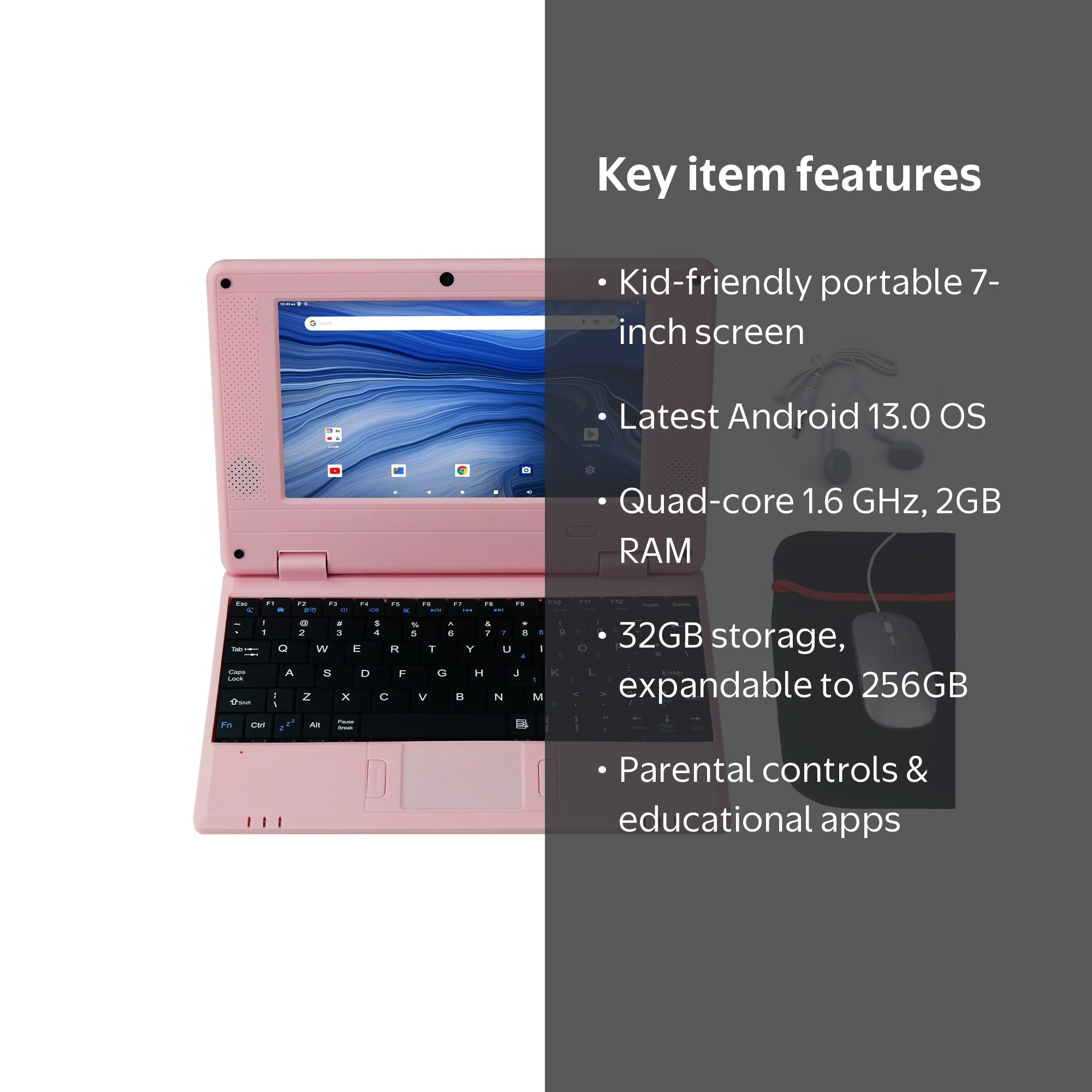 CHIBBS Netbook Laptop Computer for Kids. Portable 7