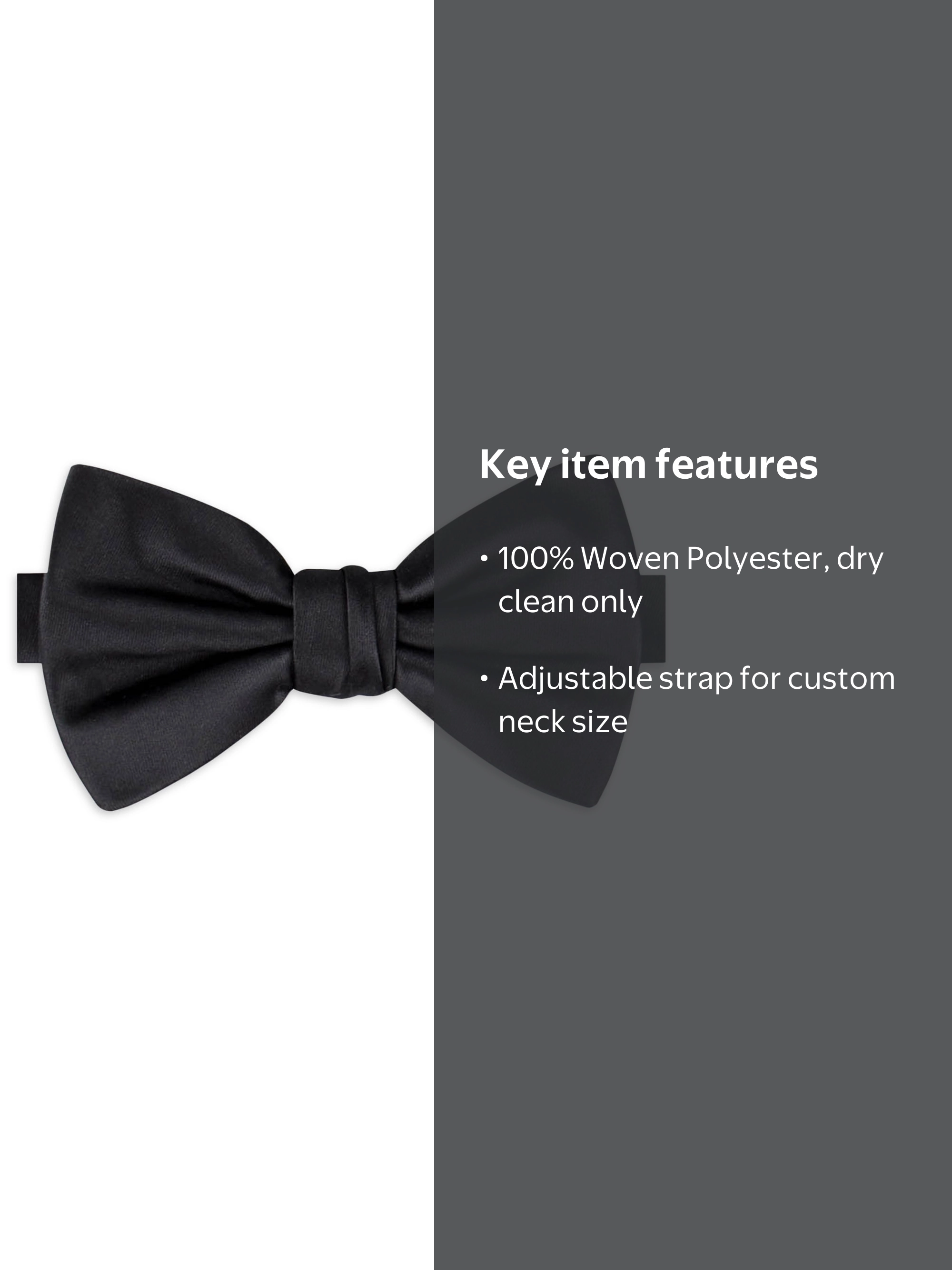 George Men's Black Bowtie, Formal Accessory, Adjustable Fit