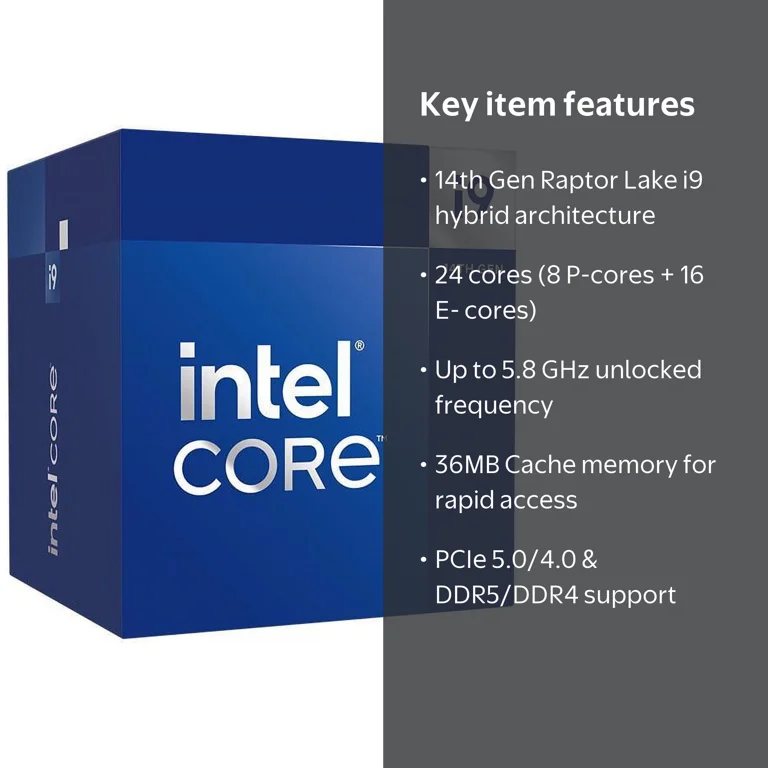 Intel Core i9-14900 14th Gen CPU, Raptor Lake 24-Core (8P+16E