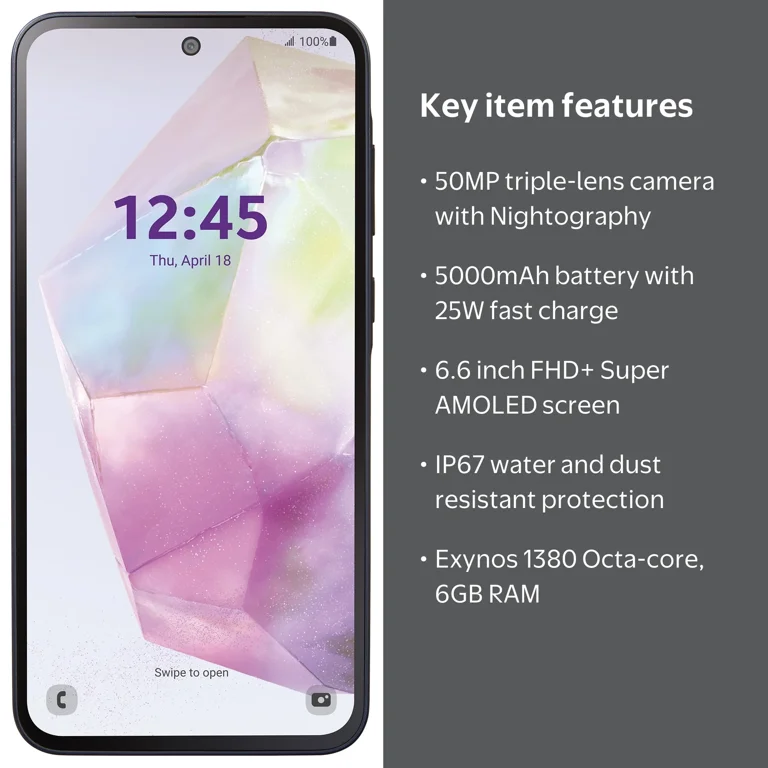 Samsung Galaxy A35 5G, Black, 6.4 in, Straight Talk - Walmart.com