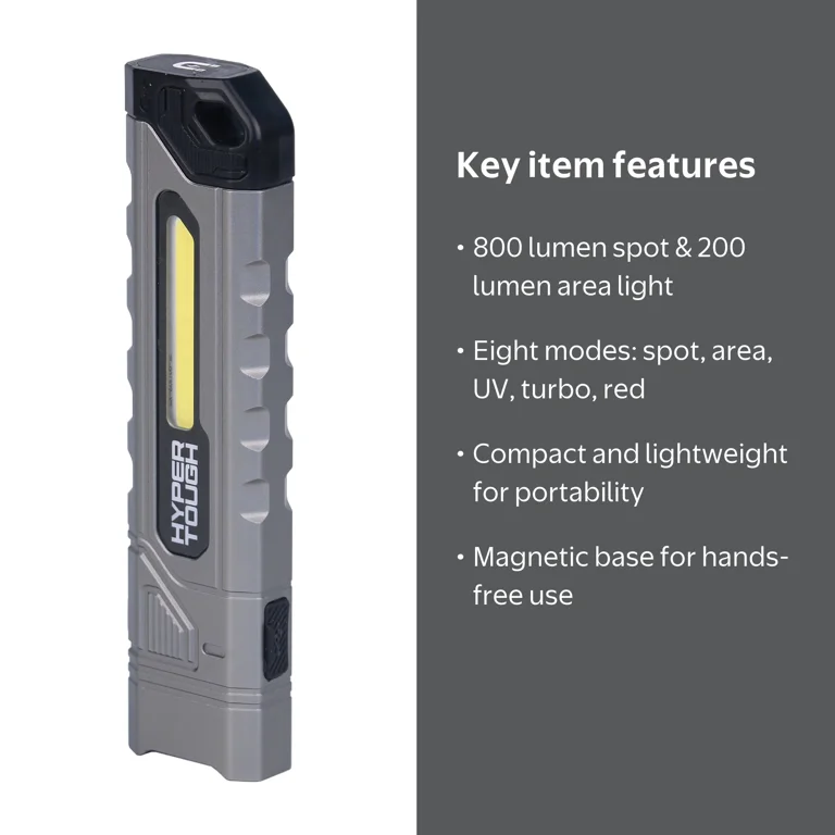 Hyper Tough 800 Lumen Rechargeable Pocket Work Light With Magnetic