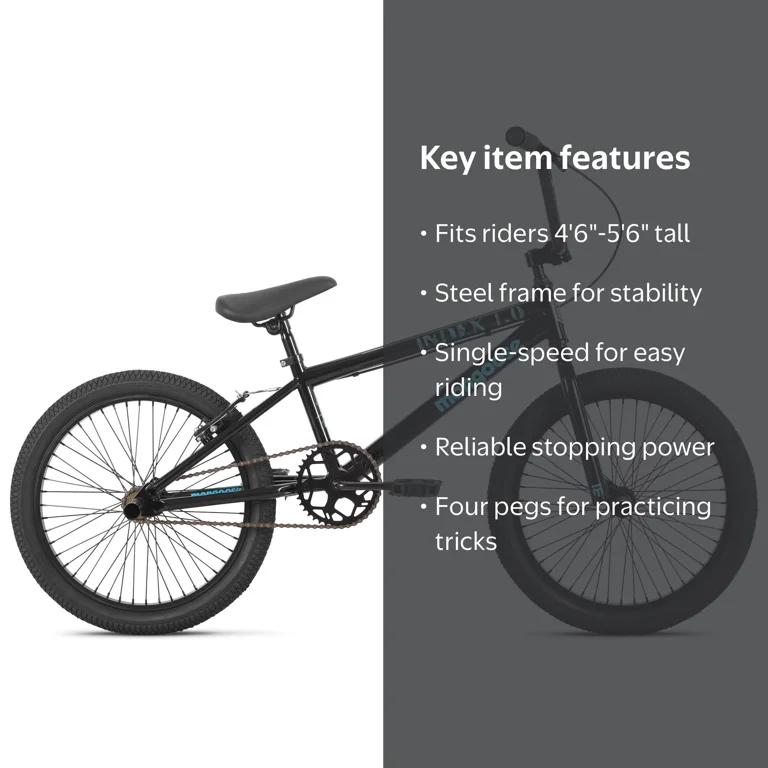 Mongoose Index 1.0 BMX Freestyle Bike, 20-Inch Wheels, Single