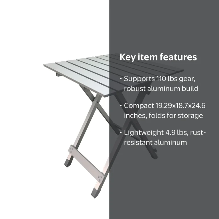 Free Shipping! Ozark Trail Aluminum Camping Table, Silver