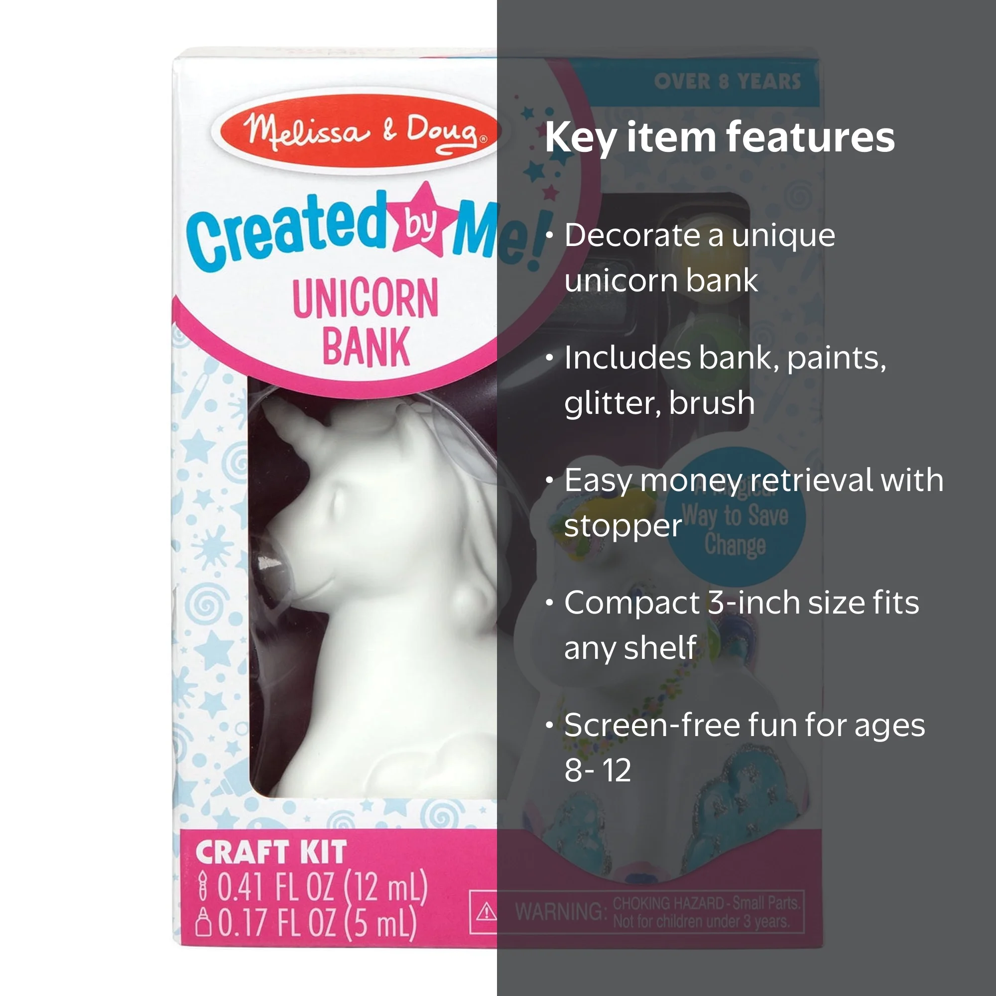 Melissa & Doug Decorate-Your-Own Unicorn Bank Craft Kit with 6