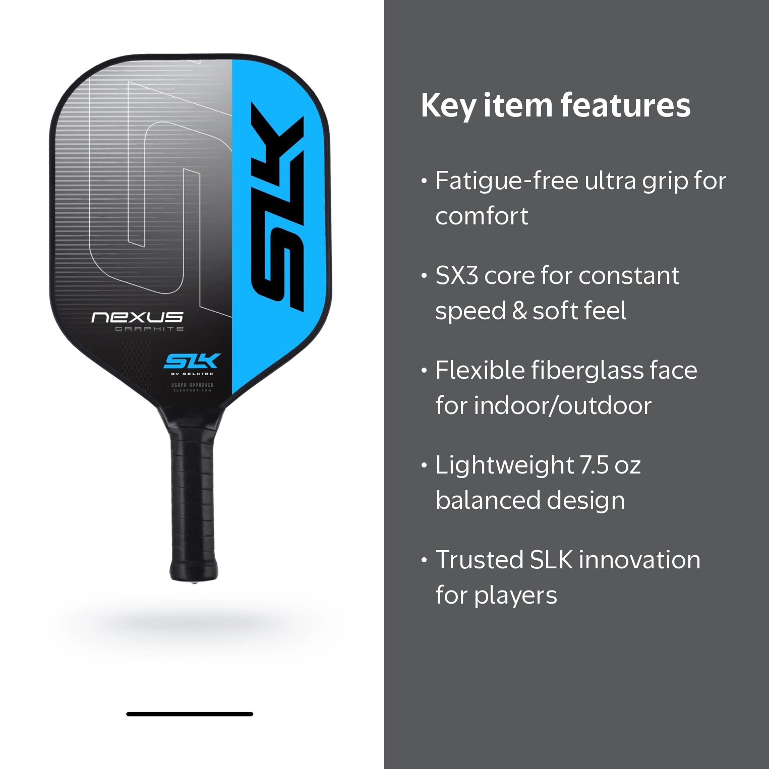 Selkirk fiberglass honeycomb core blue Nexus Pickleball Paddle