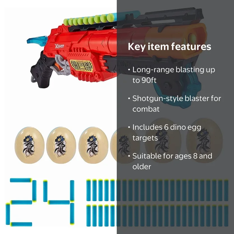 Zuru X-Shot Dino Attack Claw Hunter Blaster Dart Gun and Dino Egg