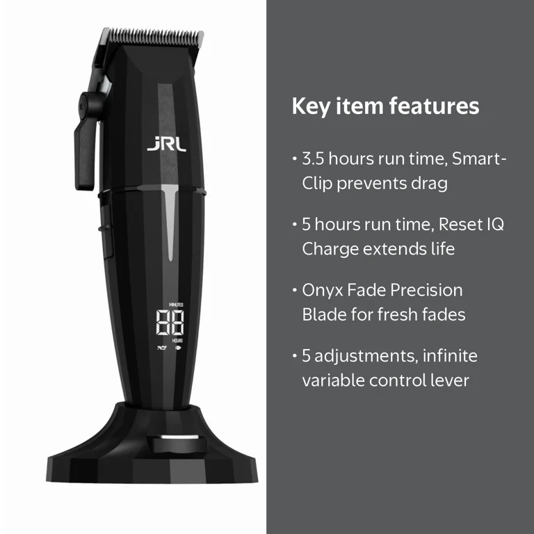 JRL Professional Onxy Clipper & Trimmer Collection + Charging Base