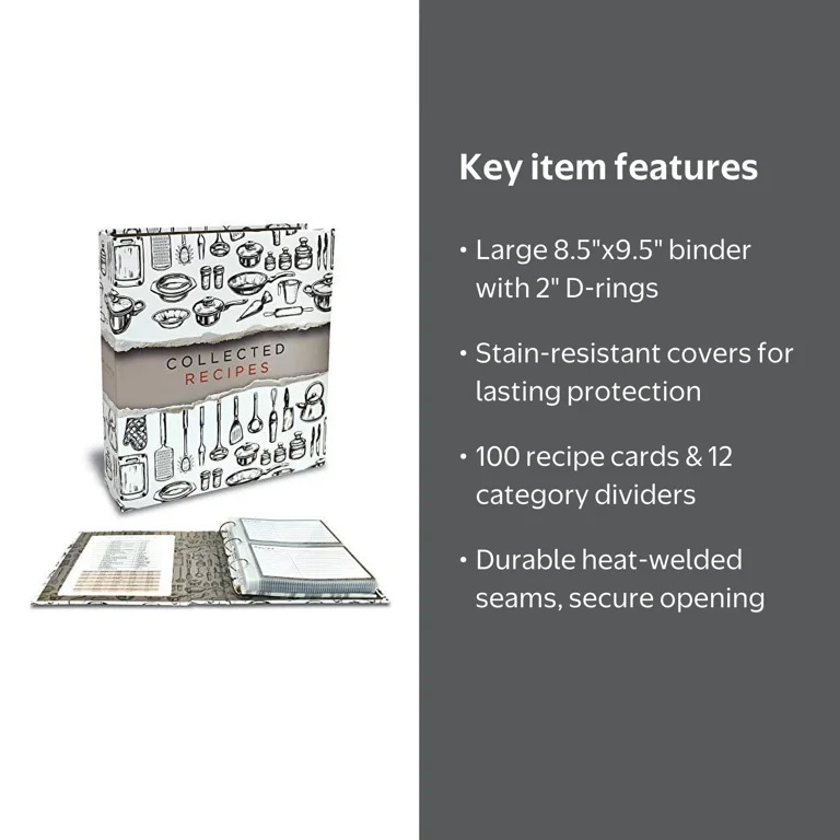 recipe binder and cards Accessories pocket clear plastic protector sheets Recipe Binder, 8.5" x 9.5"