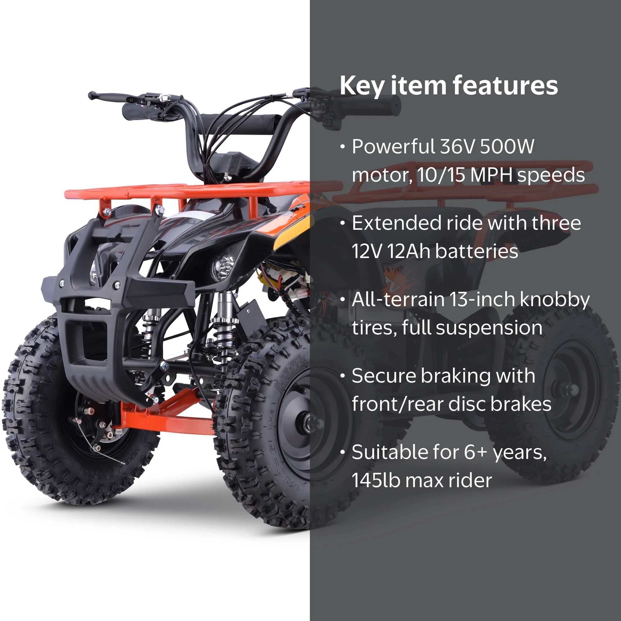MotoTec Sonora 36v 500w Electric Youth Four Wheeler Kids ATV