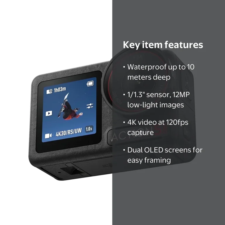 DJI, Osmo Action 5 Pro 4K Camera, 12MP, Waterproof, Dual OLED