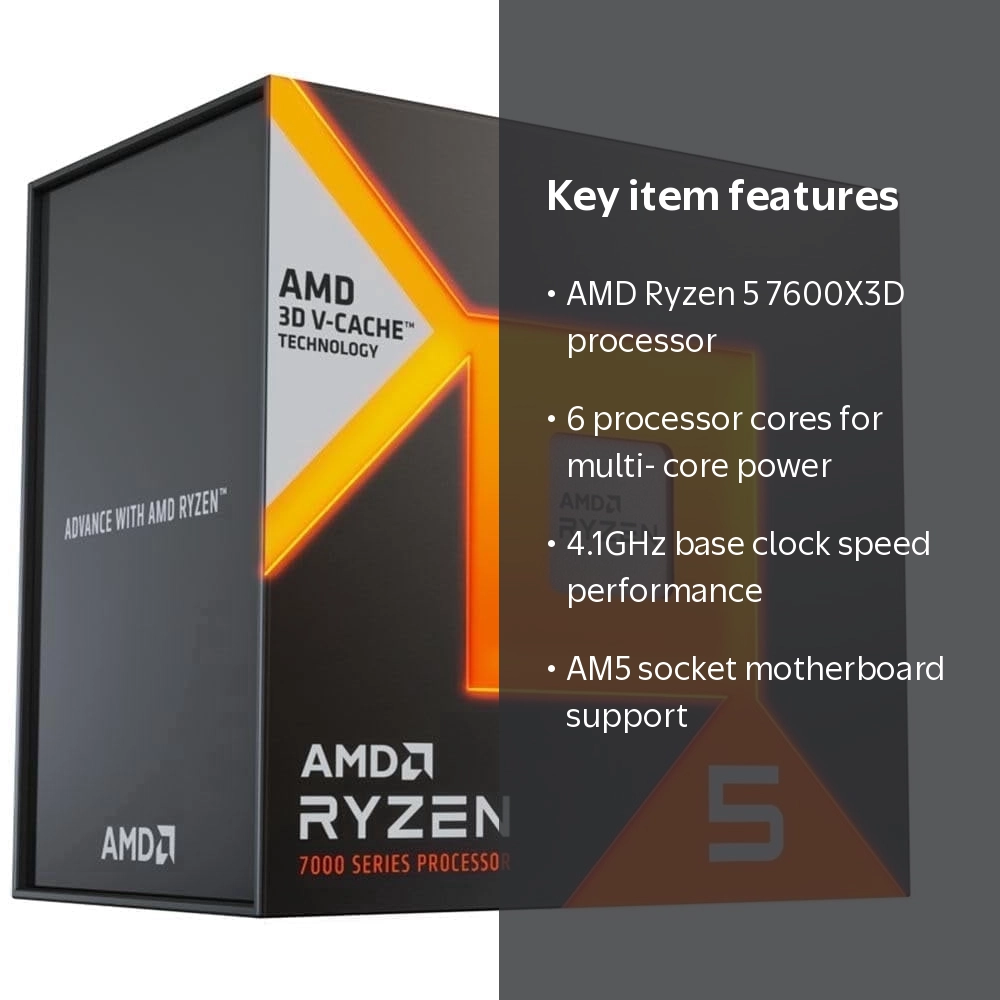 AMD, Ryzen 5 7600X3D, 6-Core, 4.1GHz AM5 Processor - Walmart.com